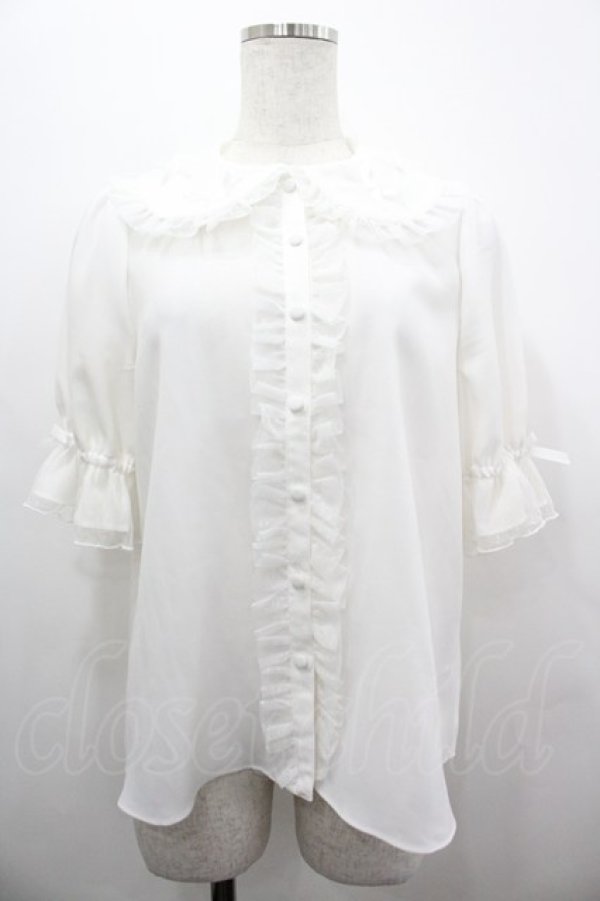 画像1: axes femme kawaii / プチリボン半袖ブラウス M ホワイト I-26-04-03-009-AX-BL-SA-ZI (1)