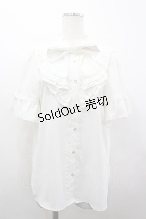 画像1: axes femme / リボン付フリルブラウス  ホワイト I-26-04-03-008-AX-BL-SA-ZI (1)