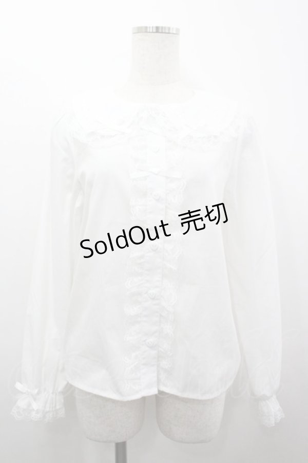 画像1: majoretty / 襟はしごリボンレースブラウス M ホワイト I-26-04-03-004-GO-BL-SA-ZI (1)