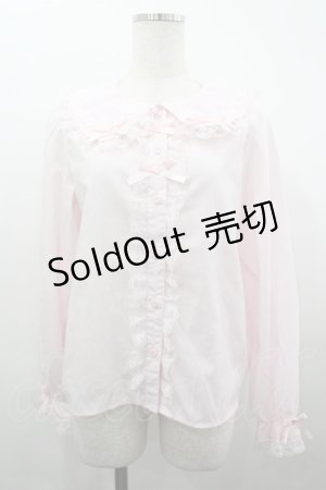 画像: majoretty / 襟はしごリボンレースブラウス L ピンク I-26-04-03-003-GO-BL-SA-ZI