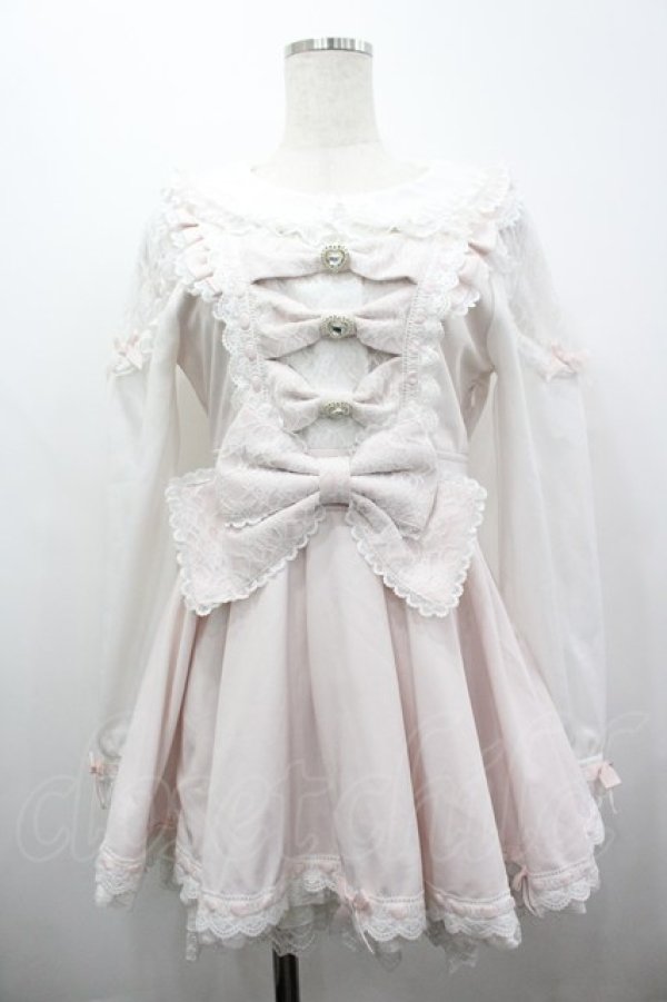 画像1: LIZ LISA / トリプルリボンフリルセットアップ 0 ピンク×白 I-26-04-03-040-LO-OP-TE-ZI (1)