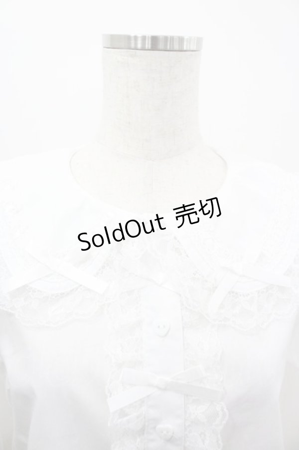 画像3: majoretty / 襟はしごリボンレースブラウス M ホワイト I-26-04-03-004-GO-BL-SA-ZI (3)