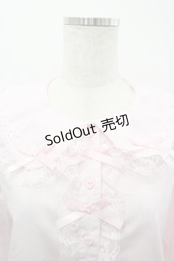 画像3: majoretty / 襟はしごリボンレースブラウス L ピンク I-26-04-03-003-GO-BL-SA-ZI (3)