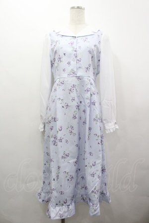 画像: axes femme / すみれ柄セーラー襟ワンピース  サックス I-26-04-03-041-AX-OP-SA-ZI