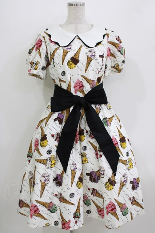 画像1: Q-pot. / アイスクリームパフスリーブドレス  オフホワイト H-26-04-12-004-QP-OP-KB-ZH (1)