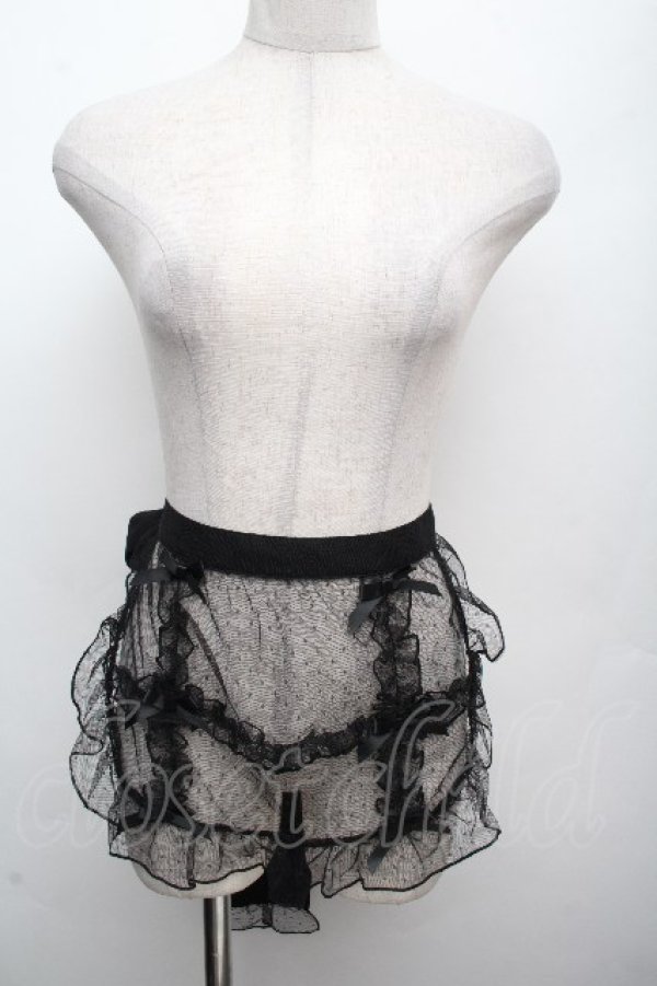 画像1: axes femme kawaii / ドットチュールハーフエプロン  黒 S-26-04-07-030-AX-ZA-HR-ZS (1)