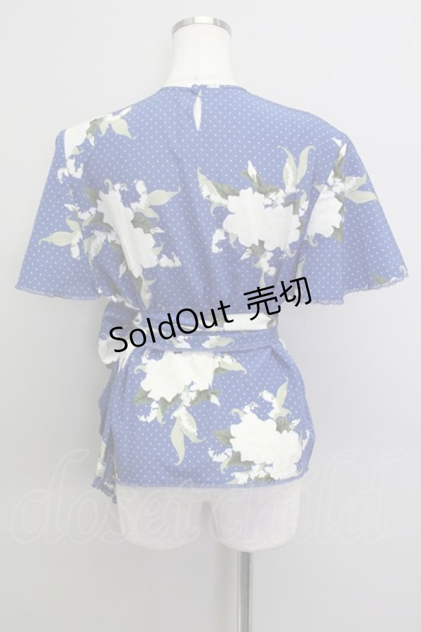 画像2: 【SALE】INGEBORG  / ドット薔薇鈴蘭半袖プルオーバーブラウス I-22-03-24-4053-1-BL-LO-L-HD-ZT200 (2)