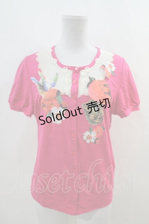 画像1: 【SALE】Jane Marple  / デコパージュ半袖カーディガン I-22-05-26-084i-1-TO-JM-L-HD-ZT469 (1)