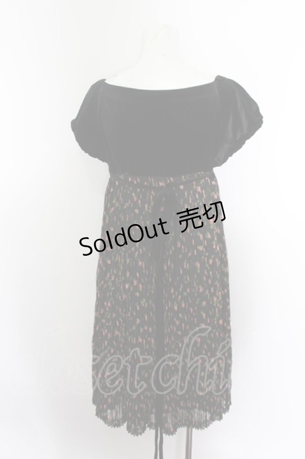 画像4: Jane Marple / ベロア切り替え小花柄プリーツシフォンワンピース O-22-08-29-066-1-OP-JM-L-IG-ZT266 (4)