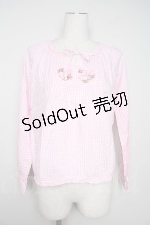 画像: PINK HOUSE  / PH刺繍ギンガムチェックブラウス I-22-10-23-4-LO-BL-HD-ZT130