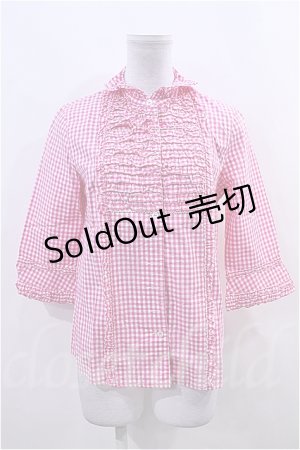 画像: 【SALE】PINK HOUSE  / チェックフリル&フリル重ね襟長袖ブラウス I-22-11-03-016-1-BL-LO-L-HD-ZT270