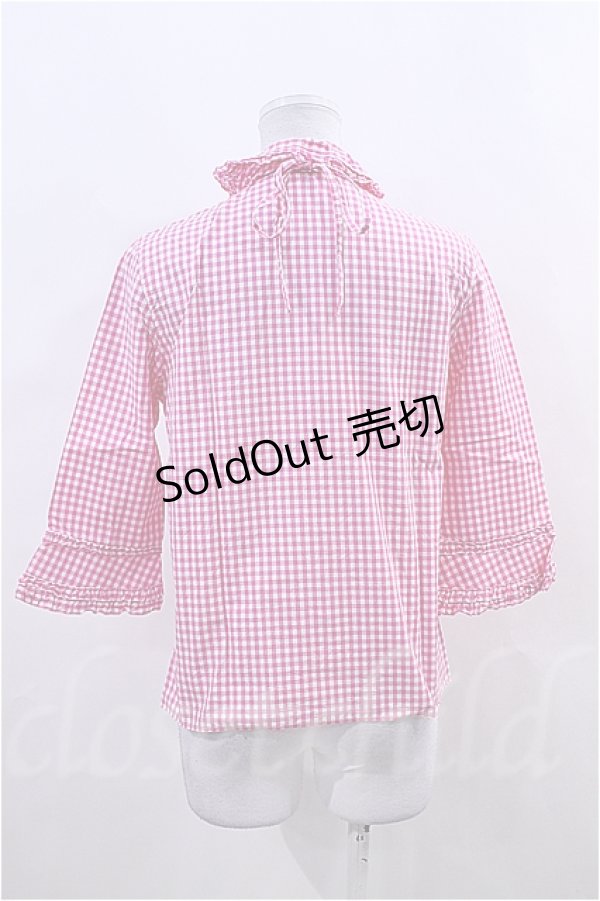 画像2: 【SALE】PINK HOUSE  / チェックフリル&フリル重ね襟長袖ブラウス I-22-11-03-016-1-BL-LO-L-HD-ZT270 (2)