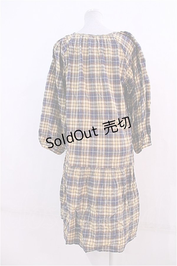 画像2: 【SALE】Ph Blue  / フリルチェック長袖チュニックワンピース I-22-12-29-136-1-OP-LO-L-HD-ZT410 (2)