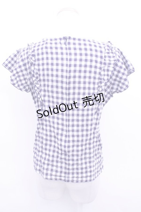 画像2: 【SALE】Fi.n.t  / ギンガムフリル袖プルオーバーブラウス Y-23-03-21-021-1-BL-CA-L-SZ-ZT281 (2)