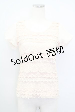 画像: Ank Rouge  / レース&シフォン半袖カットソー I-23-09-03-4007-1-TO-LO-L-HD-ZT074