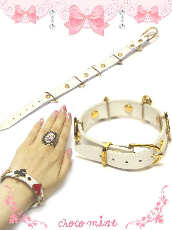 画像2: 【新品】トランプレザーブレスレット(ホワイト) bracelet(white) BR_078_B106 (2)