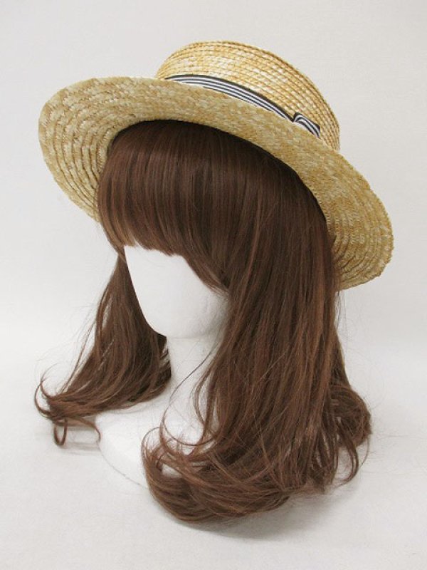 画像1: 【新品】ストライプ麦わらHAT HA_183_B131 (1)