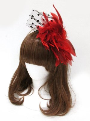 画像: 【新品】羽根ミニハット（赤） HA_207_B131