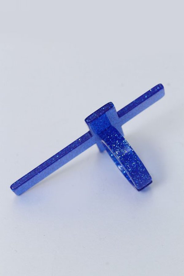画像2: 【新品】ラメクロスリング（青ラメ） RG_318_B130 (2)