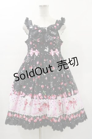 画像: Angelic Pretty / Cherry Berry Bunny胸リボンジャンパースカート Free ブラック H-23-12-20-067-AP-OP-NS-ZH