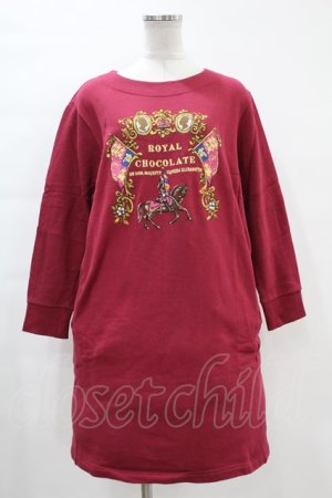 画像: Jane Marple / Royal chocolate EMB sweatshirt dress  ボルドー H-23-12-24-010-JM-OP-KB-ZT158
