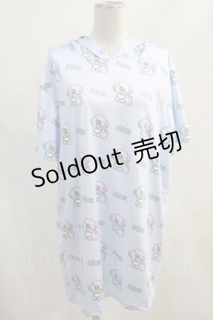 画像: NieR Clothing / 総柄半袖プルパーカー  サックス H-24-01-12-034-PU-TO-KB-ZT384