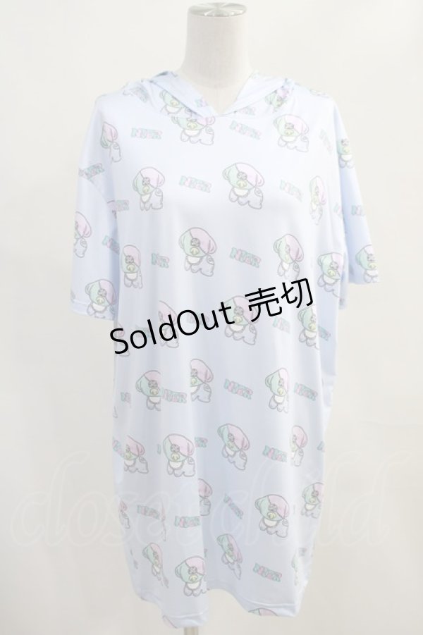画像1: NieR Clothing / 総柄半袖プルパーカー  サックス H-24-01-12-034-PU-TO-KB-ZT384 (1)