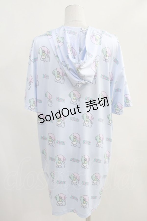 画像3: NieR Clothing / 総柄半袖プルパーカー  サックス H-24-01-12-034-PU-TO-KB-ZT384 (3)