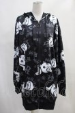 画像1: NieR Clothing / 総柄ZIPパーカー  黒 H-24-01-12-026-PU-TO-KB-ZT098 (1)