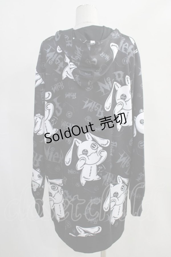 画像3: NieR Clothing / 総柄ZIPパーカー  黒 H-24-01-12-026-PU-TO-KB-ZT098 (3)