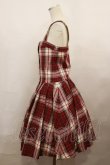画像2: Jane Marple / ウールタータンのダブルボタンジャンパースカート  赤 H-24-02-03-2007-JM-OP-KB-ZT228 (2)