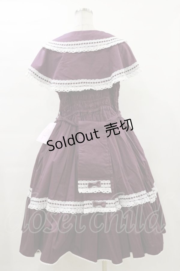 画像2: metamorphose / 【プラスサイズ】はしごレースリボンケープ付きジャンパースカート (無地) プラスサイズ 紫×白(Purple/White) H-24-02-04-1088-ME-OP-NS-OS (2)