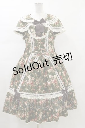 画像: metamorphose / 【プラスサイズ】はしごレースリボンケープ付きジャンパースカート (花柄) プラスサイズ Green H-24-02-04-1089-ME-OP-NS-ZH