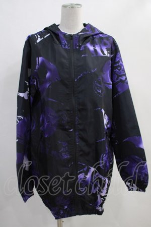 画像: NieR Clothing / 総柄ZIPブルゾンパーカー  黒×紫 H-24-02-06-1013-PU-TO-KB-ZT223