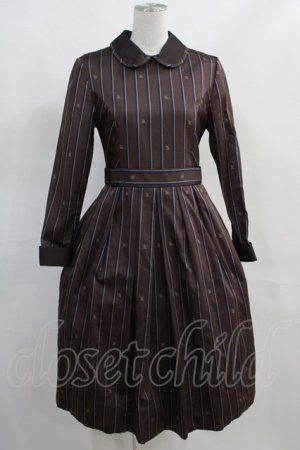 画像: Jane Marple / Regimental stripeのコレットドレス  ブラウン H-24-02-07-1008-JM-OP-KB-ZT001