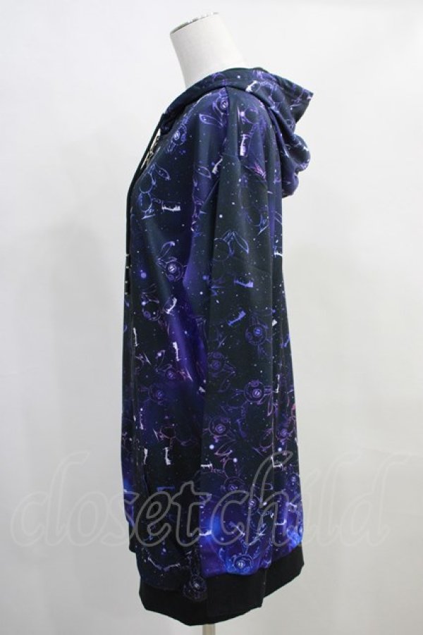 画像2: NieR Clothing / 総柄ZIPパーカー  黒×紫 H-24-02-08-032-PU-TO-KB-ZT179 (2)