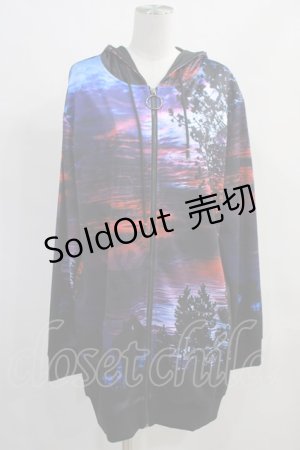 画像: NieR Clothing / 総柄ZIPパーカー  黒×赤×青 H-24-02-08-033-PU-TO-KB-ZT180