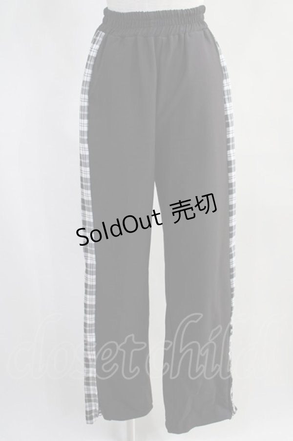 画像1: NieR Clothing / STYLE-UP SIDE CHECKERED PANTS  黒 H-24-02-08-004-PU-PA-KB-ZH (1)