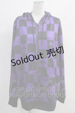 画像: NieR Clothing / 総柄ZIPパーカー  黒×紫 H-24-02-08-040-PU-TO-KB-ZT186