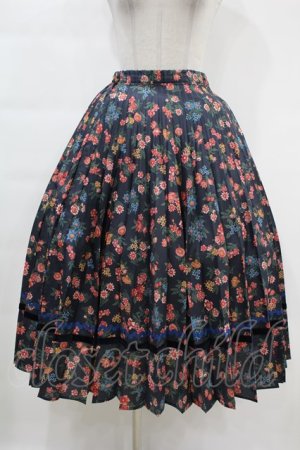 画像: Jane Marple Dans Le Saｌon / Flowers of Jouy double accordion skirt  ネイビー H-24-02-09-1030-JM-SK-KB-ZT252