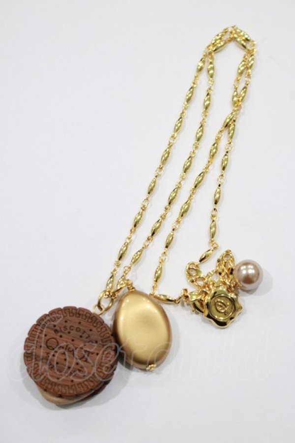 画像1: Q-pot. / Round Choco Biscuit Necklace   H-24-03-23-065-QP-AC-KB-ZH (1)