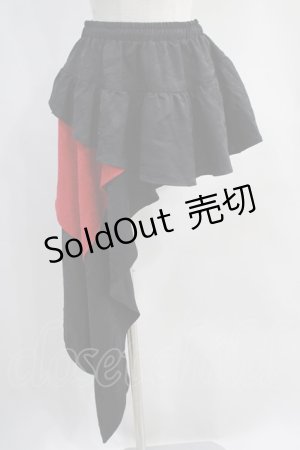 画像: Qutie Frash / アシメラップスカート  黒×赤 H-24-03-30-015-QU-SK-KB-ZT202