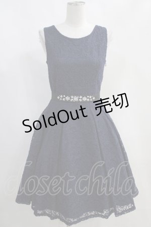 画像: axes femme / オーガンジー刺繍ドレス M ネイビー/ブラック H-24-04-06-1011-AX-OP-NS-ZH