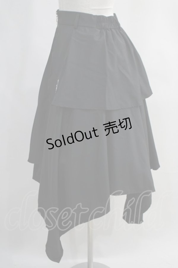 画像2: NieR Clothing / フロントZIPイレギュラースカート  黒 H-24-04-06-016-PU-SK-KB-ZH (2)