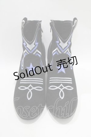 画像: YOSUKE / 刺繍ショートブーツ 37 黒 H-24-04-08-076-PU-SH-KB-ZH