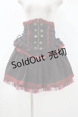 画像: ALGONQUINS / カマーベルト付ストライプスカート  黒×赤 H-24-04-09-1031-AL-SK-KB-ZH