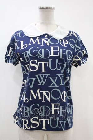 画像: Jane Marple / アルファベットロゴのポロシャツ  ネイビー H-24-04-13-021-JM-TO-KB-ZH