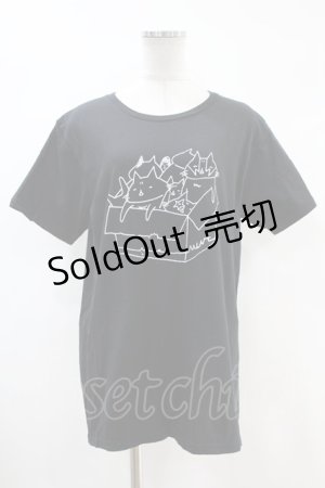 画像: MINT NeKO / プリントTシャツ  黒 H-24-04-13-022-HN-TO-KB-ZH