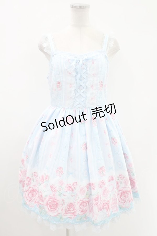 画像1: Angelic Pretty / Romantic Rose Letterジャンパースカートセット Free サックス H-24-04-16-011-AP-OP-NS-ZH (1)