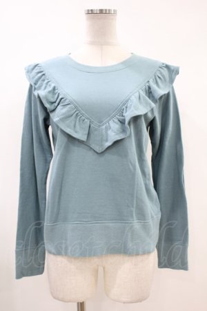 画像: Jane Marple / Soft Fleece Frill Yoke Sweater  ブルー H-24-04-17-1045-JM-TO-KB-ZT0428H